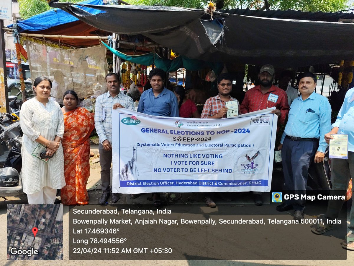 Launching shop-to-shop voter awareness campaigns! at Bowenpally, Secunderabad Cantonment assembly segment. Let's take democracy to every doorstep, spreading awareness and encouraging voter participation one shop at a time. Together, we make every vote count! Save the date of