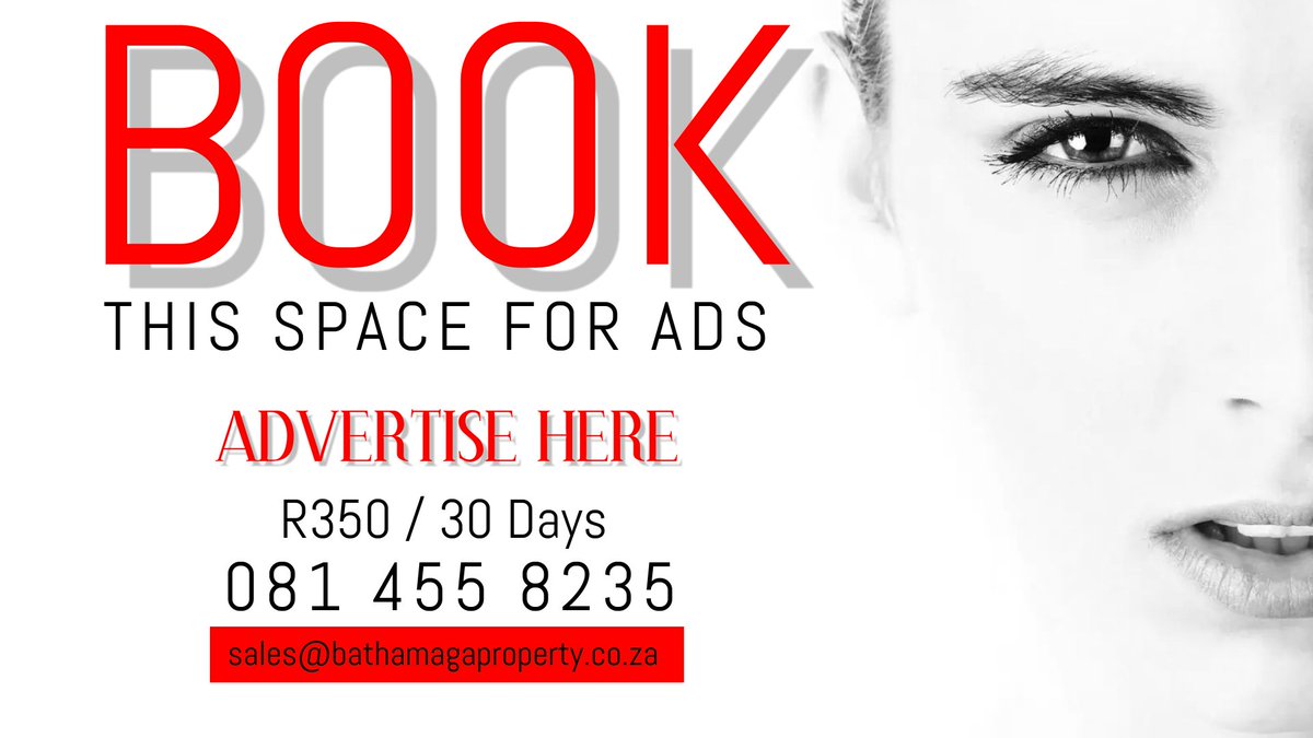 Elevate your brand's presence with Facebook advertising by @BathamagaProp . Book your space for R350 and we'll keep your ad on our Pinned Post for 30 days. Limited space available!

☎️ : 081 455 8235 
📧 : sales@bathamagaproperty.co.za 

#AdvertiseWithUs #paidadvertising