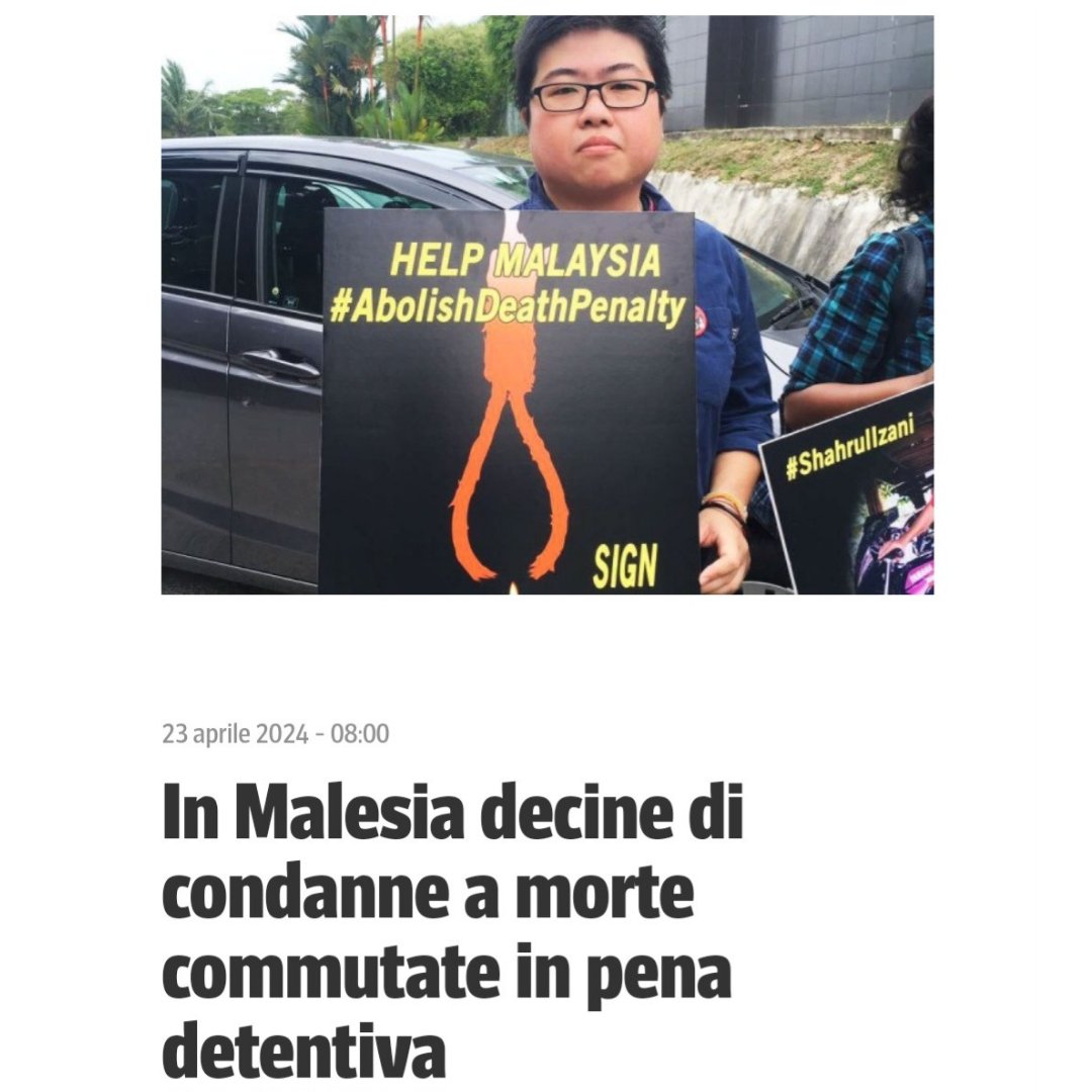 Di @RiccardoNoury per il blog 'Le persone e la dignità' del @Corriere 
lepersoneeladignita.corriere.it/2024/04/23/in-…

#malesia 
#NOallapenadimorte
#NoDeathPenalty