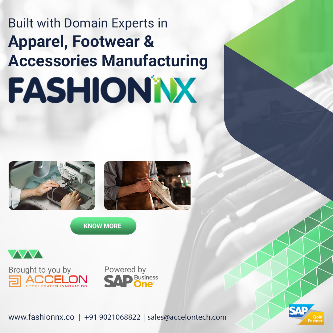 FashionNx has been developed with inputs from industry experts. Embedded with tools & business best practices, it is ideal for all apparel, footwear & accessories businesses.

Book a Demo: b1fashionnx.com

#FashionNx #SAPBusinessOne #SAP #ERP #Fashion #apparel #footwear