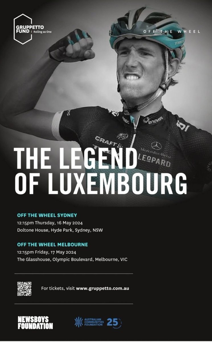 Look who’s coming to Oz! @andyschleck_85 is one of the most likeable people to ever wear the TdF yellow jersey. The arch nemesis of our own Cadel Evans and Spain’s Alberto Contador. Hear the other side of the story. Get your tickets now! gruppetto.com.au