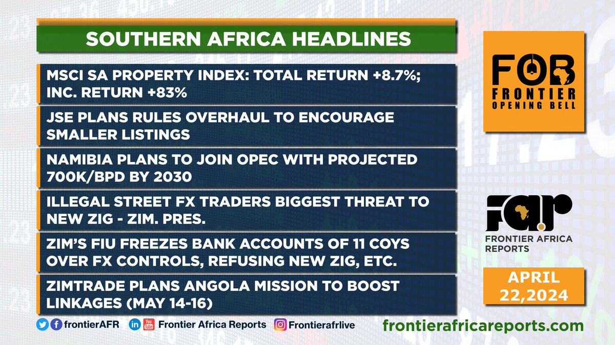 Zim's FIU Freezes Accounts of 11 Coys | Frontier Opening Bell - Monday, April 22, 2024