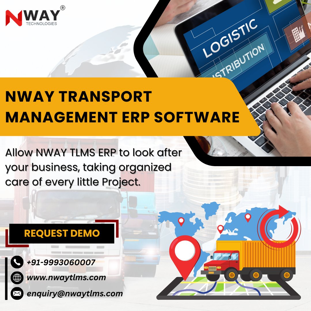 𝗡𝗪𝗔𝗬 𝗧𝗥𝗔𝗡𝗦𝗣𝗢𝗥𝗧 𝗘𝗥𝗣 𝗦𝗢𝗙𝗧𝗪𝗔𝗥𝗘

Allow NWAY TLMS ERP to look after your business, taking organized care of every little Project.

#TransportationManagement #LogisticsSolutions #ERPSoftware #EfficientShipping #SupplyChainOptimization #SmartLogistics #NwayTLMS