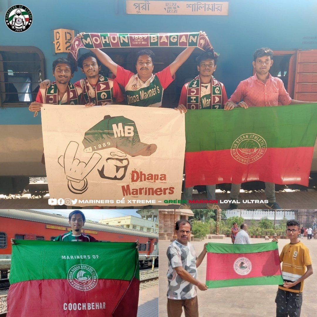 #Mariners have started their journey towards the land of Lord Jagannath 😍 
@mohunbagansg will never walk alone 🤞 
@IndSuperLeague 🏆
Kudos 👏 Dhapa Mariners সবুজ মেরুন স্বপ্ন Mariners De Paschim Bardhaman 💚❤️

#UltrasMohunBagan #GreenMaroonloyalUltras #JoyMohunBagan 💚❤️