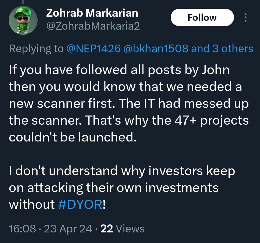 IT stuffed up the scanner so projects couldn't launch. 🤣

You mean projects wouldn't launch because they realised the chain was a steaming pile of shit. A standard fork with only 4 validators and an buggy deployment of blockscout as the scanner?

#grovecoin #grovetoken #grovex
