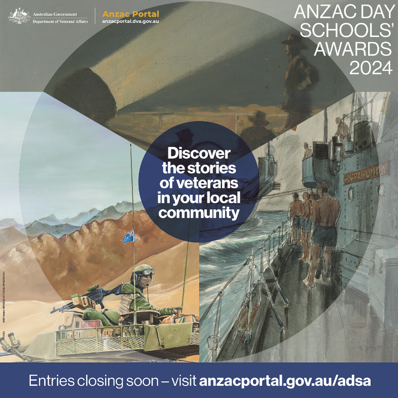 The Anzac Day Schools' Awards help students deepen their understanding of Australia's wartime history. 2024's theme encourages students to get to know veterans in their local area & honour their service & sacrifice. Entries close 5pm, 31 May 2024 (AEST). anzacportal.dva.gov.au/education/anza…