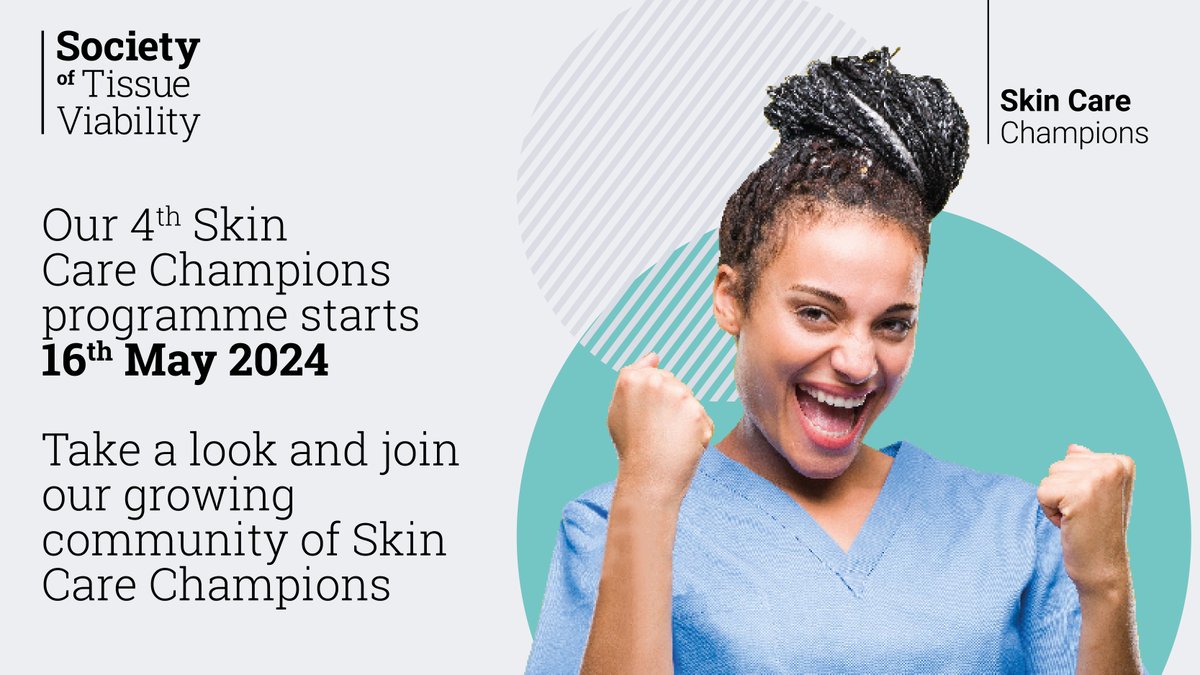 You still have time to sign up for our next Skin Care Champions Programme starting 16 May. If you work in care homes/home care/hospices/hospitals and are looking for cost-effective, unbiased, easily accessible education Find out more 👉 societyoftissueviability.org/community/skin… #skincarechampion