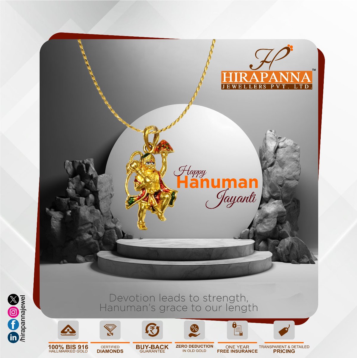 Happy Hanuman Jayanti!
Devotion leads to strength,
Hanuman's grace to our length.

.
.
#HanumanJayanti #hirapannajewels #hpj #goldchoker #chockers #hirapanna #hirapannajewellers #goldearings #goldjewel #goldforyou #designercollection #designerjewellery #bewowindia