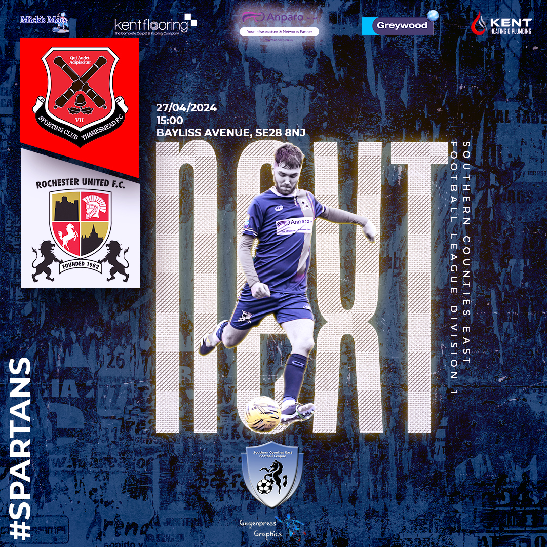 ‼️ NEXT UP In our final @SCEFLeague game of the season, the #spartans travel to @SCThamesmeadFC on Saturday afternoon in our final game before next weeks playoffs! 🆚 SC Thamesmead 🗓️ 27/04/24 ⏰ KO 3:00pm 📍 Baylis Avenue, SE28 8NJ ⚫️🔴⚫️🔴