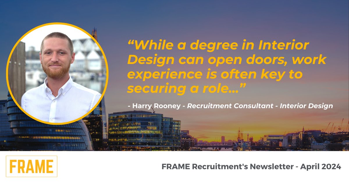 Explore the world of interior design with FRAME’s Harry Rooney. Harry’s tip for aspiring designers: A degree opens doors, but experience secures roles. Read more in our LinkedIn newsletter: ow.ly/fpch50RlaiF #InteriorDesign #Recruitment #FRAME25 #FaststreamGroup25