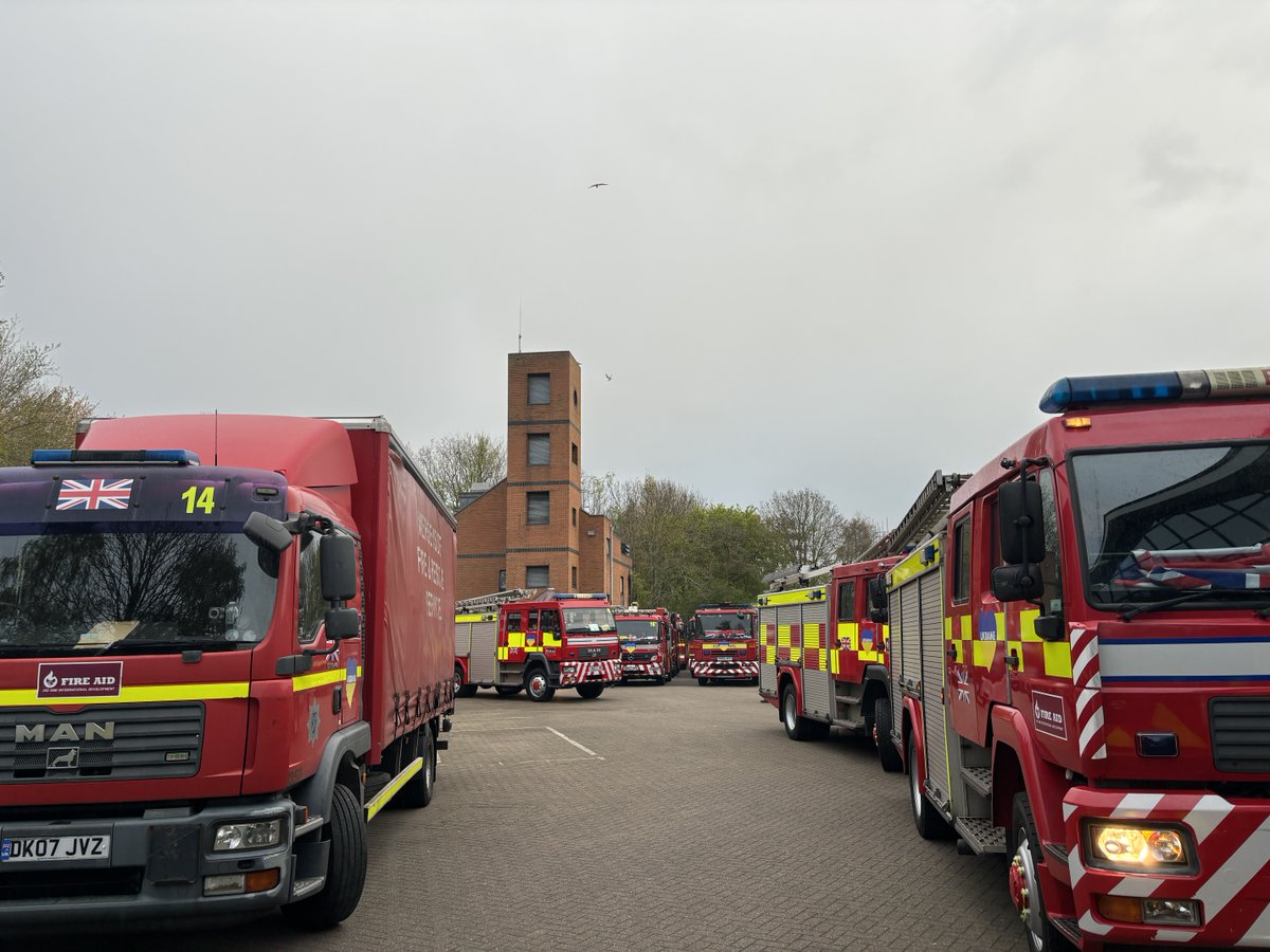 NFCC_FireChiefs's tweet photo. Over 100 volunteers are on their way to the Polish/Ukrainian border to deliver life-saving fire and rescue service equipment to Ukrainian firefighters. Minister @CPhilpOfficial has expressed his gratitude to colleagues in UK FRS for this effort. https://t.co/eOnA6syKad