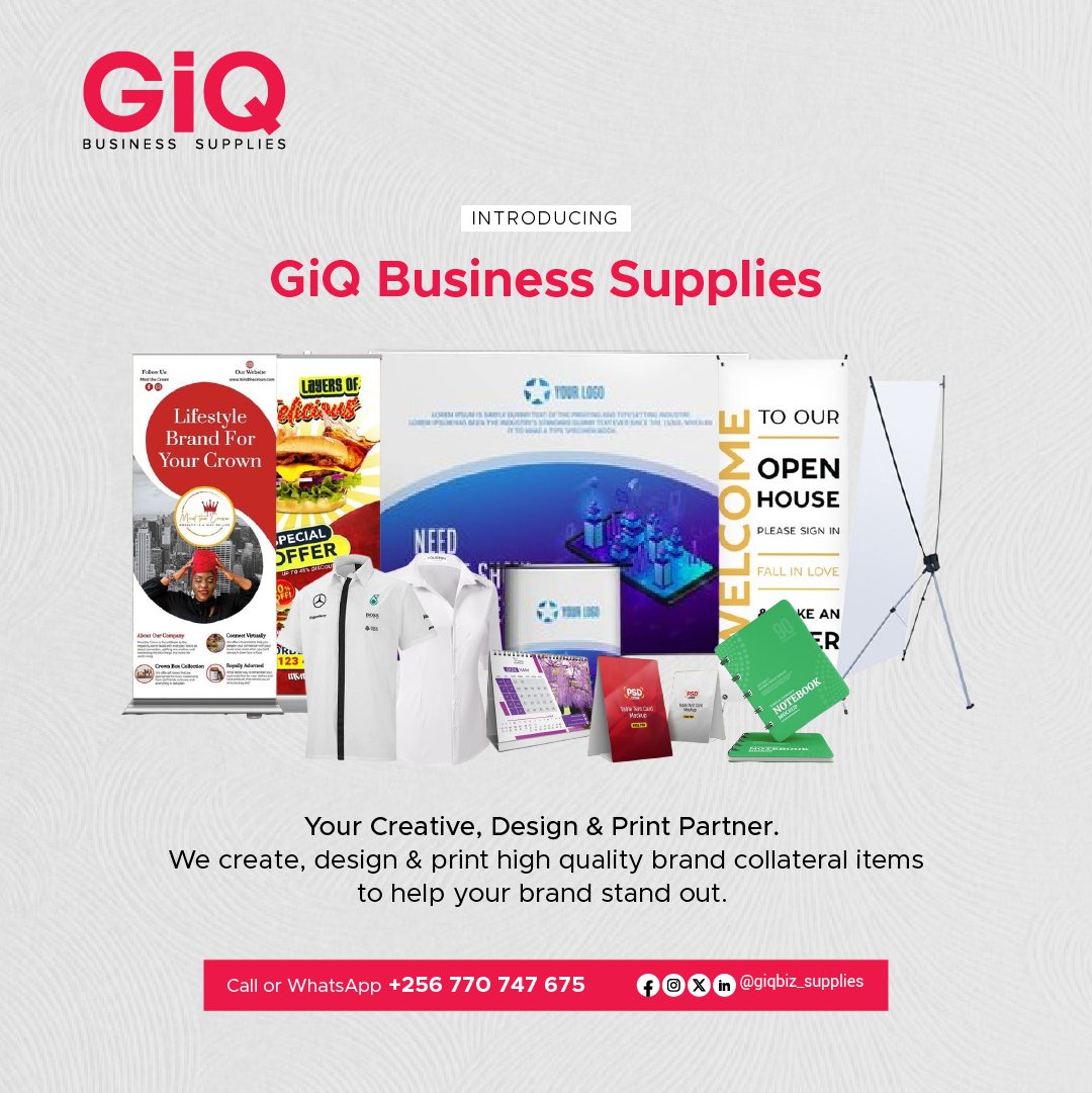 giqbiz_supplies's tweet photo. Explore from our wide range of creativity and design to print and make the best quality essentials for your brand to shine. 

Call or WhatsApp +256 770 747 675  to place your order now.
#branding #design #businesssupplies #printmaking https://t.co/pi6h4wMEi9