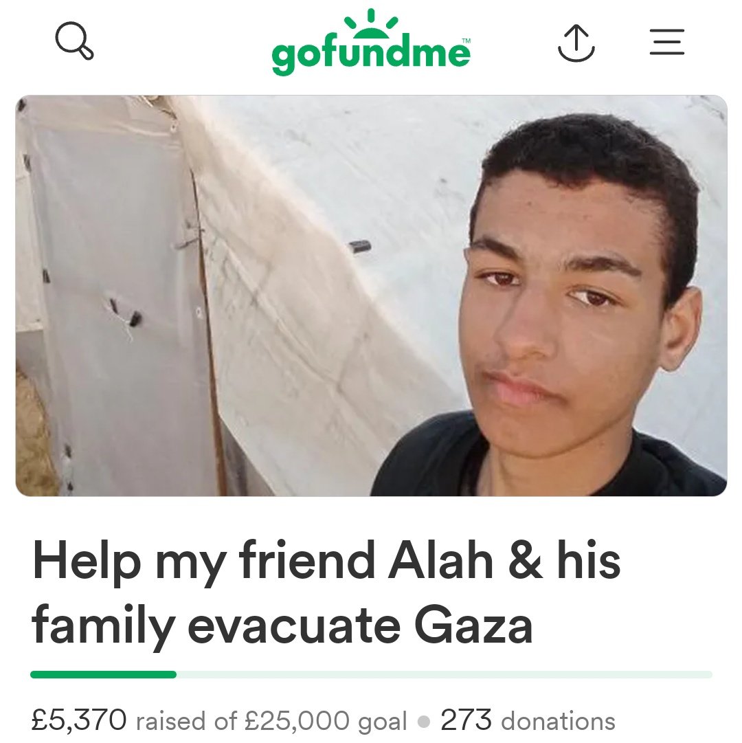 Msahallah You guys continue to collect donations for my family to evacuate from Gaza. I hope you retweet it to reach a distinguished audience who can help me, God willing. Donate now so we can unite in our goal of safely evacuating me and my family Donate now to the fundraiser!