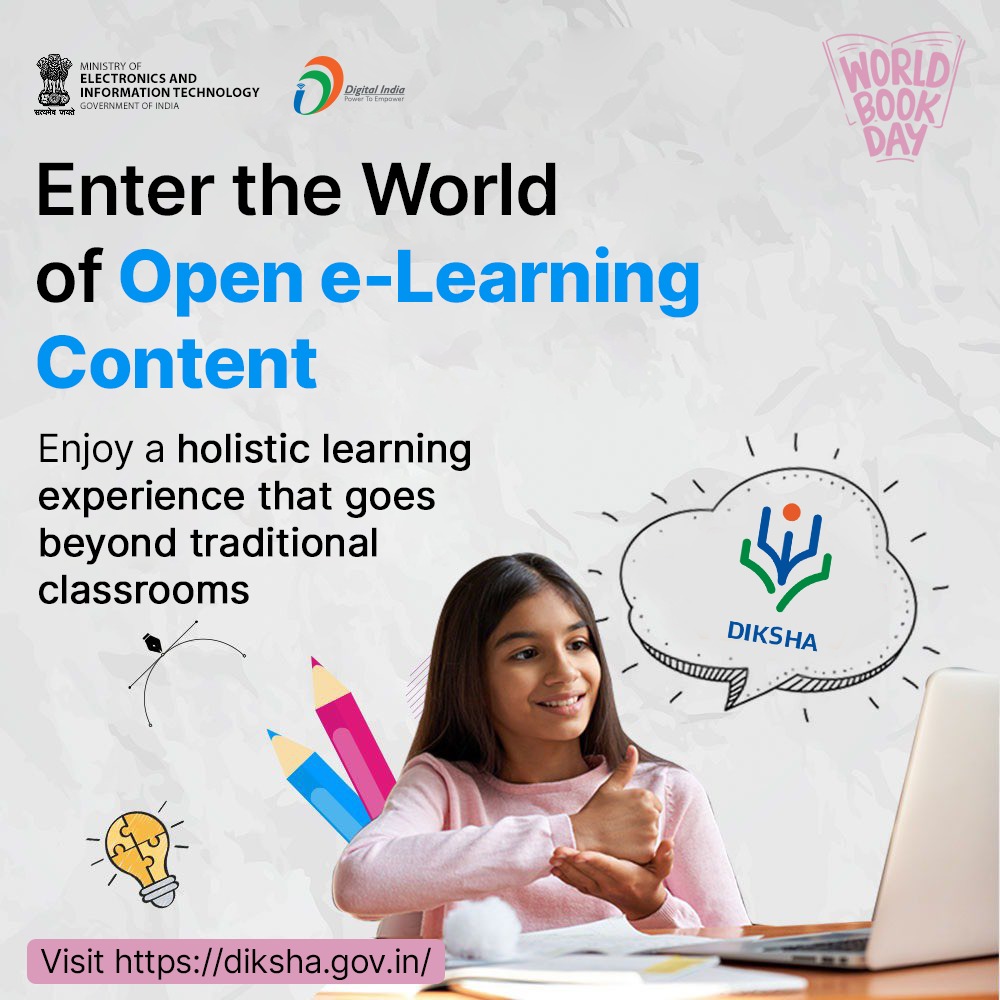 📚 DIKSHA can be accessed by learners and teachers across the country and currently supports 36 Indian languages. Visit diksha.gov.in #DigitalIndia #WorldBookDay @EduMinOfIndia