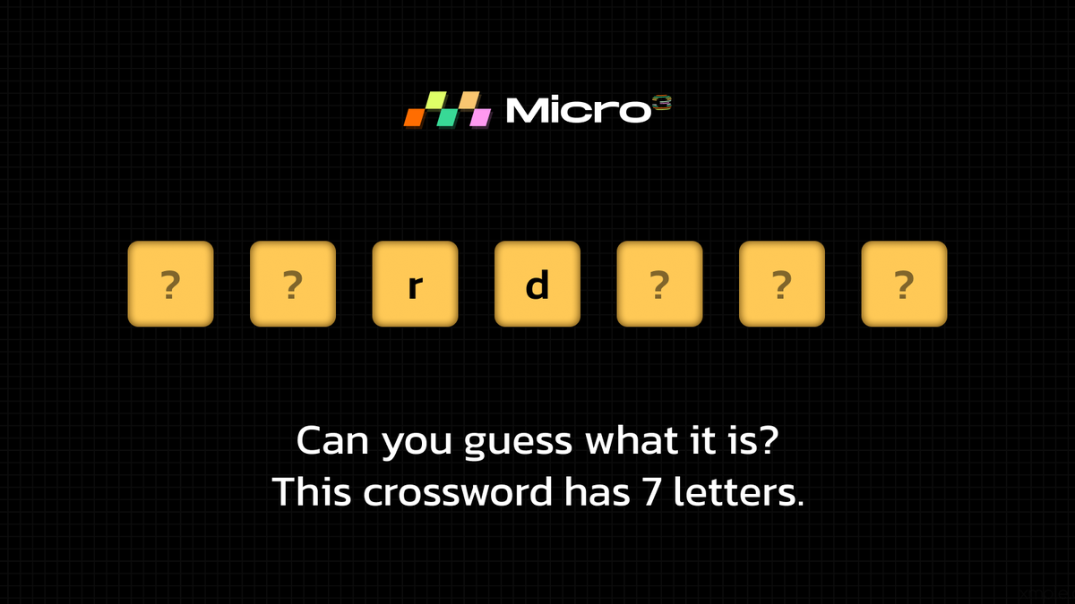 💰 GET READY FOR A SURPRISE! 🙈

Can you guess what it is? This crossword has 7 letters.

The lucky winner will receive exciting rewards from #Micro3. Get ready for something spectacular, fun, and addictive about to be unleashed!

While you wait, why not take a wild guess? Share