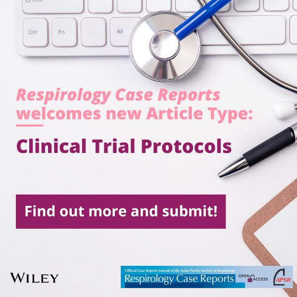 🔹#RespirologyCaseReports Clinical trial protocols now accepted in Respirology Case Reports @WileyHealth @WileyBiomedical @APSRapsr Submit now: mc.manuscriptcentral.com/respirolcasere… onlinelibrary.wiley.com/page/journal/2…