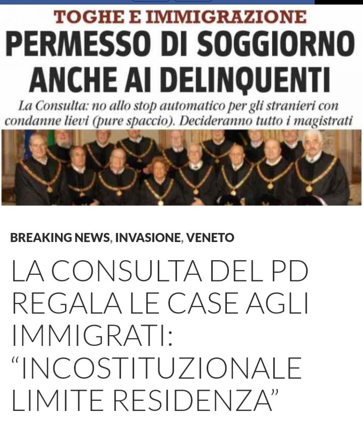 ⚠️ Siamo una nazione infestata da burocratici in toga che hanno la missione di distruggere l'🇮🇹 e il suo futuro. Usano le nostre leggi interpretandole per favorire l'invasione URGE ABOLIRE QUESTO ORGANO ANTIDEMOCRATICO CHE SI CHIAMA CONSULTA DI FATTO OCCUPATO DAL #PD #pdxtraffic