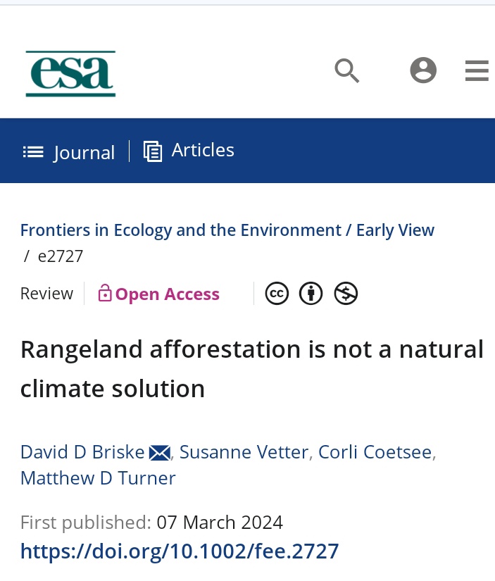 Rangeland tree planting has not only limited potential for additional C storage but also a high potential to reduce vital ecosystem services, thereby adversely affecting the lives and livelihoods of local people 🚩🚩🚩