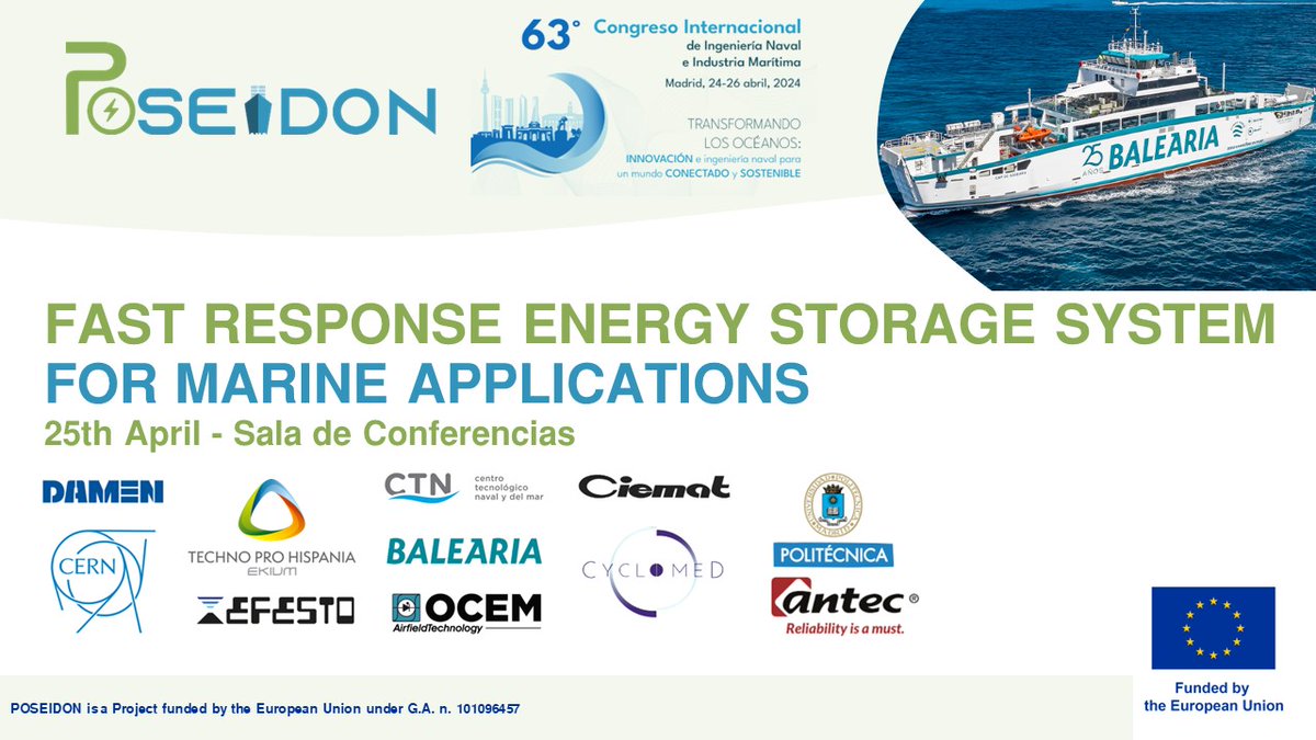 The European POSEIDON project will be presented at the 63rd Naval Engineering Congress.🔎 Find out how new rapid response on-board storage systems can be applied for a reduction of emissions in maritime transport. Don't miss it! 🚢 #POSEIDONproject #MaritimeTransport #Innovation