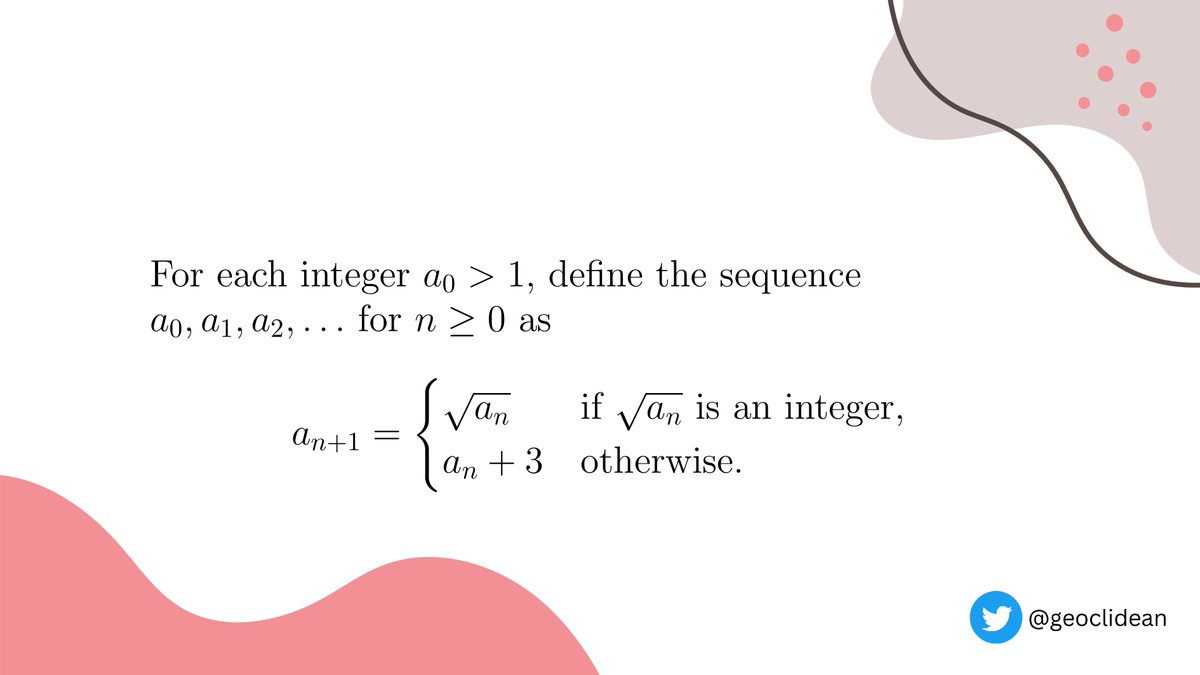 geoclidean's tweet photo. IMO 2017 Problem 1
#NumberTheory #IMO #IMO2017 #IMOShortlist #Sequence #SquareRoots #IMOShortlist2017 https://t.co/cFMOr2TJxh