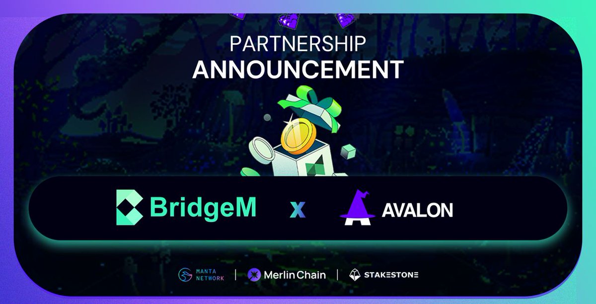 BridgeM_io's tweet photo. We're excited to announce partnership with @avalonfinance_ , the borrowing, lending and staking protocol in the Merlin ecosystem.

Our collaboration starts soon. Stay tuned and join community.

🎁Rt, like and follow to win 5 x50,000 $BDGM points.

BridgeM journey in Merlin continues and runs deep. Turn on notification for latest news.🔔