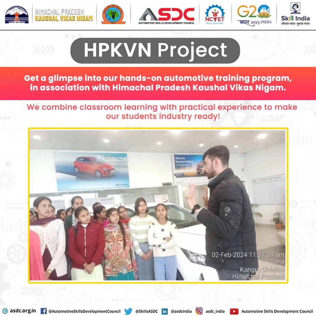 SkillsASDC's tweet image. Explore practical learning in our hands-on automotive training program, in partnership with Himachal Pradesh Kaushal Vikas Nigam. Gain industry-ready skills by combining classroom knowledge with real-world experience!

#ASDC #industryvisit #HPKVN #innovationjourney