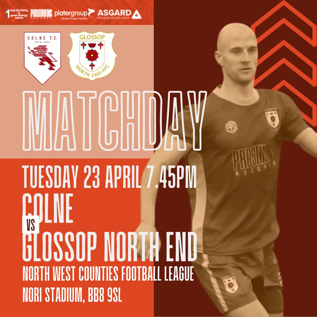 🟠 MATCHDAY 🟠 Our final game of the season has arrived , and we travel to @Colne_FC for a 7.45pm kick off. We hope you can join us, details below. 🏆 NWCFL 🏟️ NORI Stadium 🚗 BB8 9SL 📅 Tuesday 23 April 7.45pm 💷 Adults £7 / Concs £5 / U16 £1 / U12 Free 📷 @MrDicey