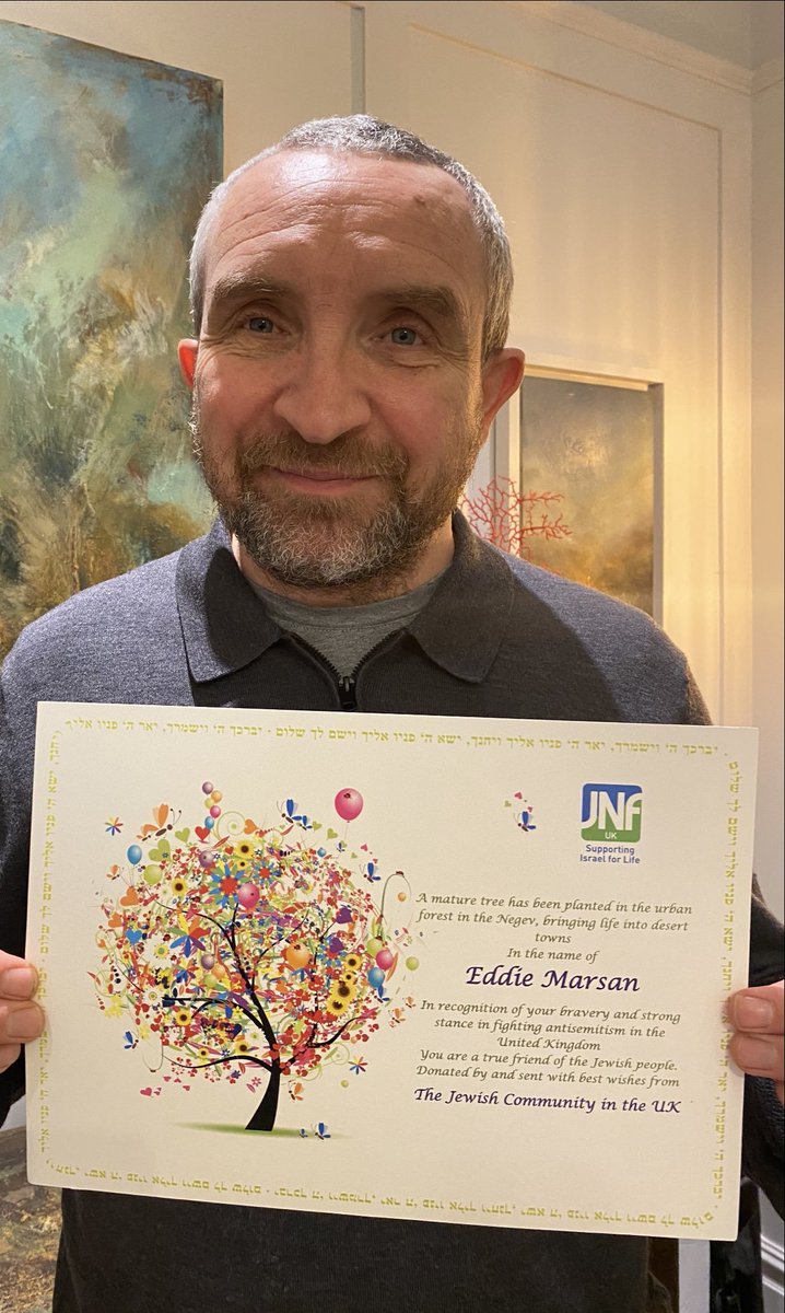 As well as running the 'charity' Campaign Against Antisemitism [sic], bad faith Zionist agitator Gideon Falter is also Vice Chair of JNF UK. JNF specialises in kicking Palestinians off their land to make way for Zionist settlers. I wonder how Eddie Marsan's tree is getting on?