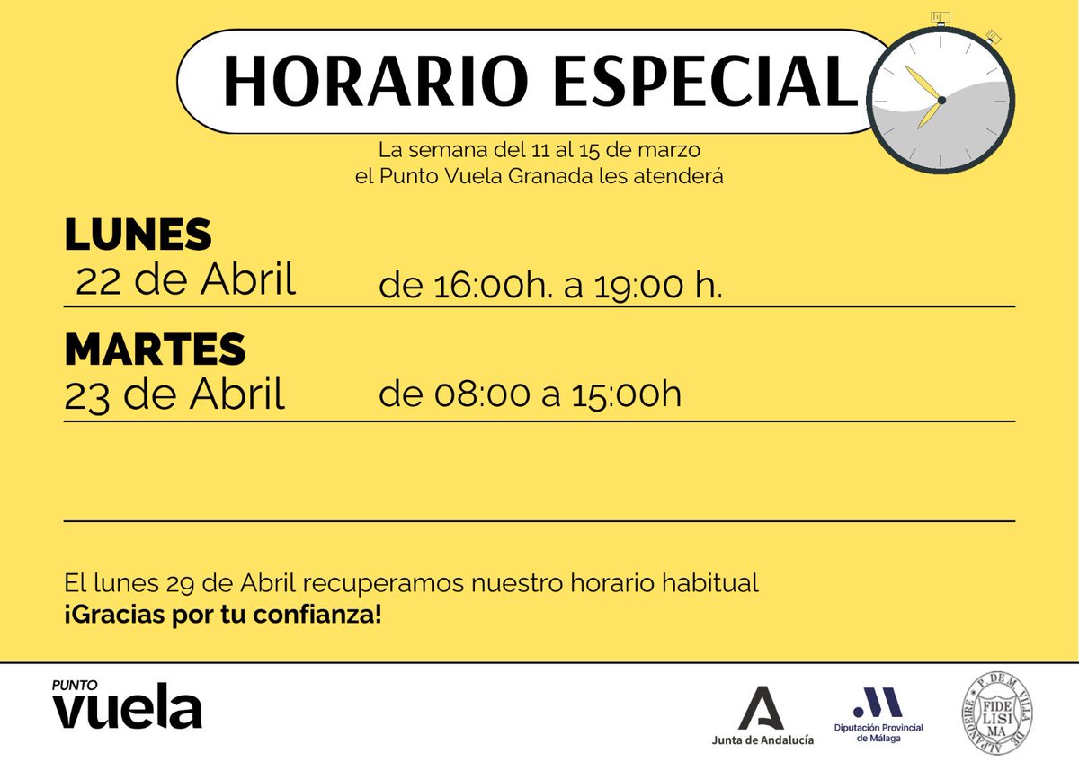 Esta semana tenemos horario especial por asistencia a encuentro somos digital @Manuel_DT @PuntosVuela