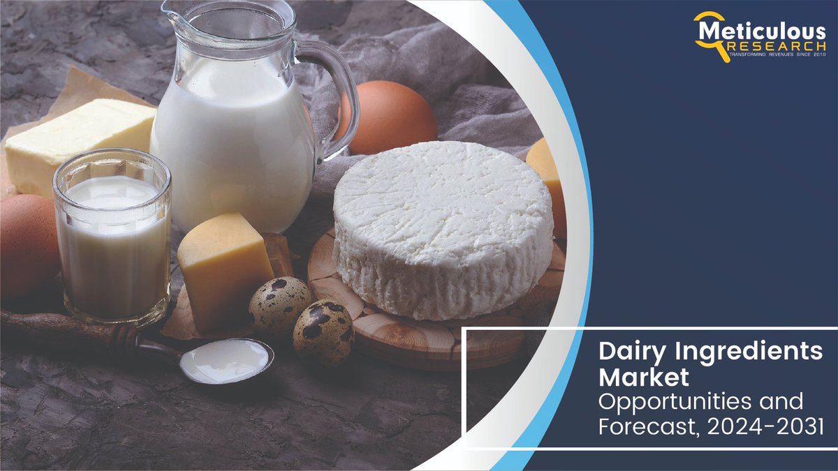 🥛Dairy Ingredients Market set to hit $93.2 billion by 2031, driven by rising health trends, technological advancements, and consumer awareness.  #DairyIndustry #FoodTech #MarketGrowth
Dive into the dairy revolution- meticulousresearch.com/product/dairy-…