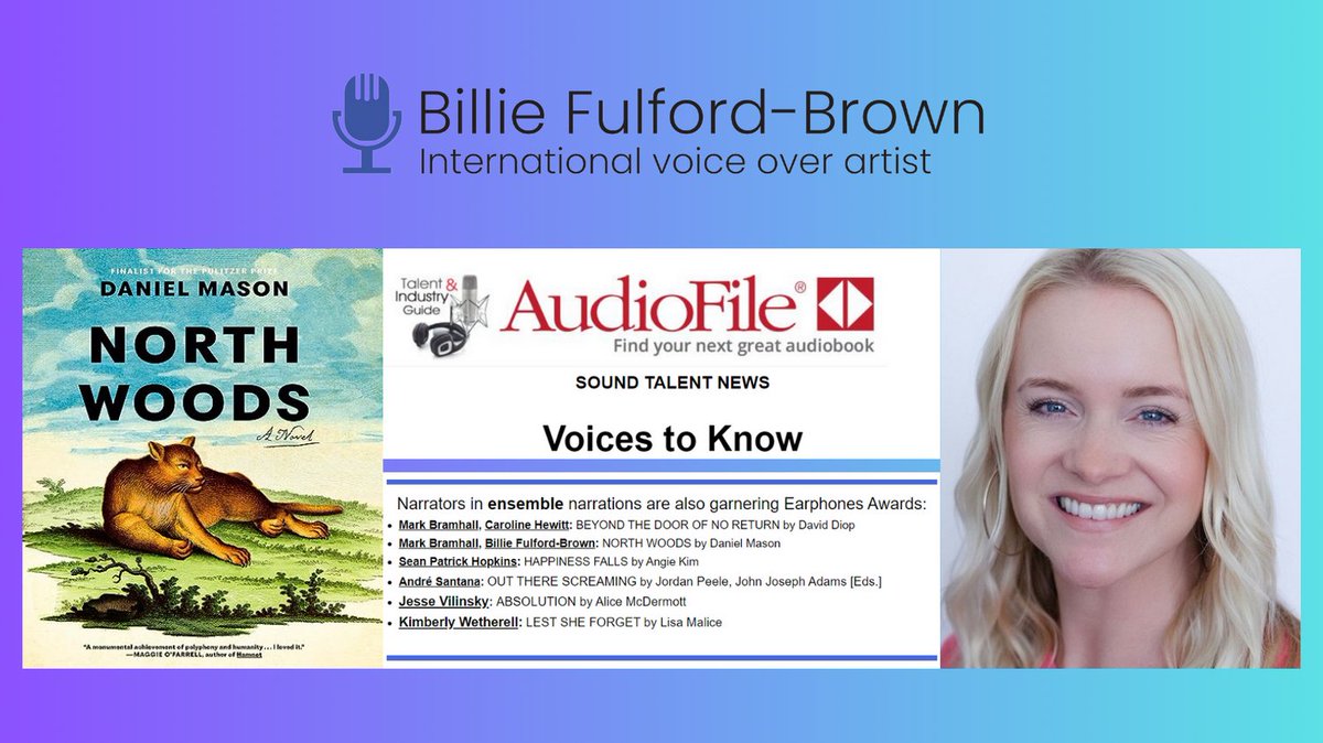 billiefb_VO's tweet photo. When I started narrating audiobooks around 7 years ago, I honestly couldn’t believe it was actually a job. I adore literature. I found I had a passion for voice over.
Thank you @audiofilemag for championing us!
#audiobooks #audiofilemag #narrator #audiobooknarrator #voiceover https://t.co/Iw6sBx0yL5