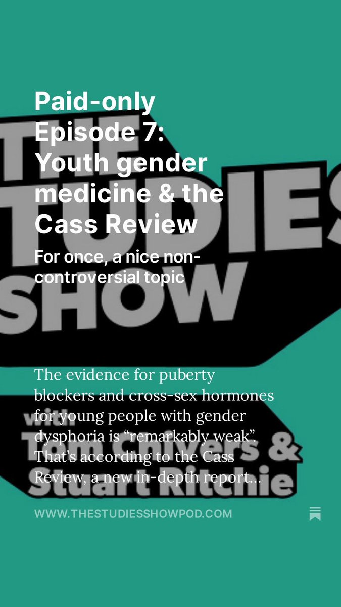 For paid subscribers to The Studies Show only: @StuartJRitchie and I attempt to look into the Cass review thestudiesshowpod.com/p/paid-only-ep…