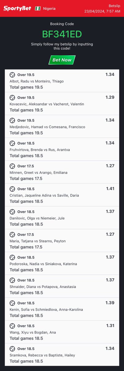 All Tennis selections For Today!!! 1.2 MILLION ODDS :- C3B2B88 1K ODDS :- 5EFAD1408 50 ODDS :- BF341ED 12 ODDS :- 66763EBE Do your edits flex and win…. Good luck !!!