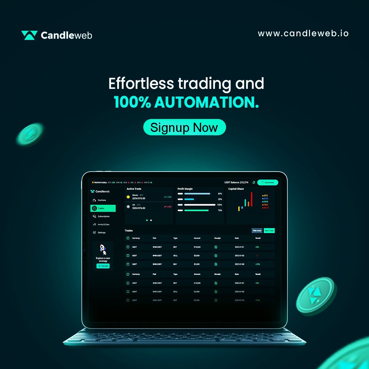 Candleweb_AI's tweet photo. CandleAI the best #AI tool for #crypto traders.
CandleAI offers:
🤖Fully automated #trading
🤖Beginner friendly UI
🤖Time freedom
🤖Risk management
🤖Passive income
Experience easy & profitable trading with #CandleAI
Signup Now:
👉 https://t.co/9tGd43LNBr
#tradingbot #AiTrading #cryptotrading