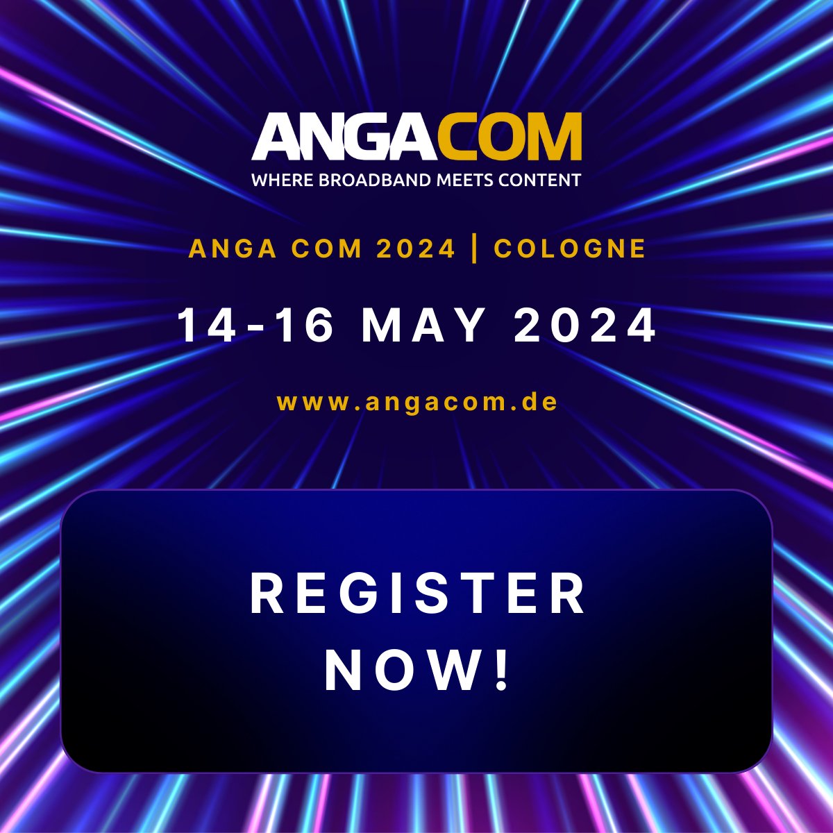 Only 3 weeks to go until #ANGACOM 2024 from 14-16 May in Cologne/Germany with +480 exhibitors, +240 speakers and +60 panels on fiber optics, media and connectivity. Be there when the #broadband and #media industry will once again meet and register now: angacom.de