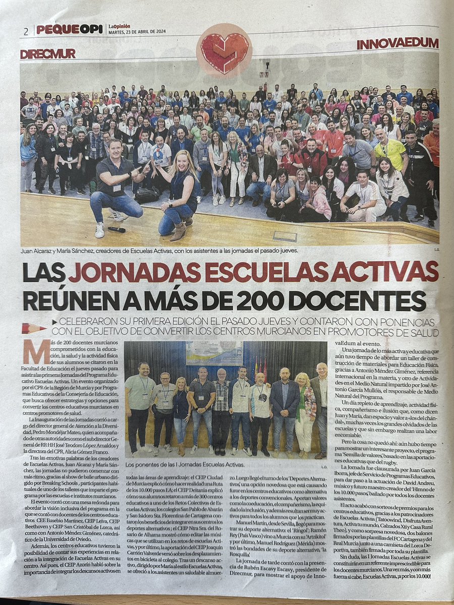 @EscuelasActivas @ProgramasRM @innovaedum @edufisicanatur @CPRRegionMurcia #edufis