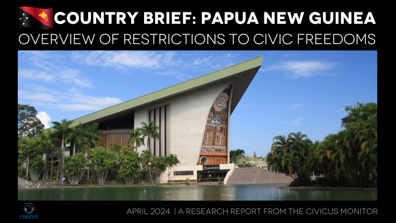 🇵🇬#PapuaNewGuinea: New brief, highlights the slow progress on reforms by govt to protect #civicspace as well as efforts to stifle the media & freedom of expression.     

These actions are inconsistent with #PNG's commitments to UN Human Rights Council web.civicus.org/PNGResearchBri…