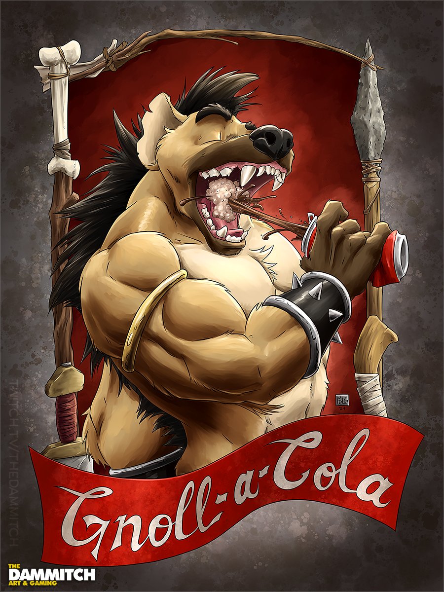 Try a nice, refreshing Gnoll-a-Cola! It's so good, even hyenas drink it! I'll be looking into making tee shirts and prints of this one, so stay tuned for details!