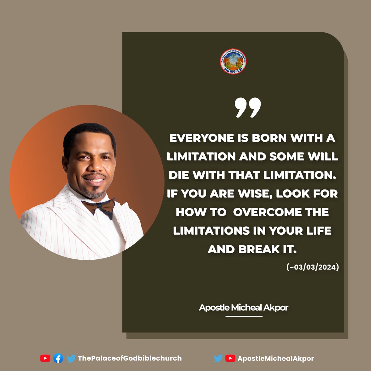 ApstAkpor's tweet photo. Everyone is Born with a limitation and some will die with that Limitation. if you are wise, look for how to overcome the limitations in your life, and break it. ~AMA https://t.co/uAg8Ww568n