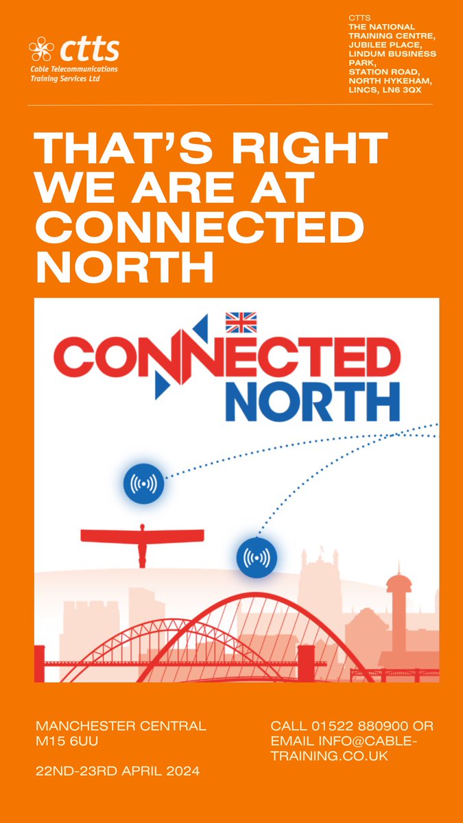 Excited for Connect North Day 2 today! Our MD and Operations Directors will be there - ready to dive into all things telecommunications training. 

See you there! 

#ConnectNorth2024 #TelecomTraining