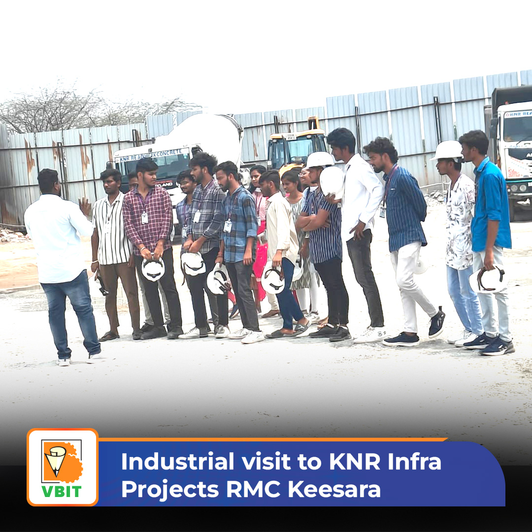 Exploring real-world applications! The Department of #CivilEngineering recently organized an insightful #IndustrialVisit to #KNRInfraProjects RMC Keesara.
#VBIT #LearningExperience #LearningSkills #SkillsDevelopment #Knowledge #Technology #IndustrialTour #CivilEngineeringStudents