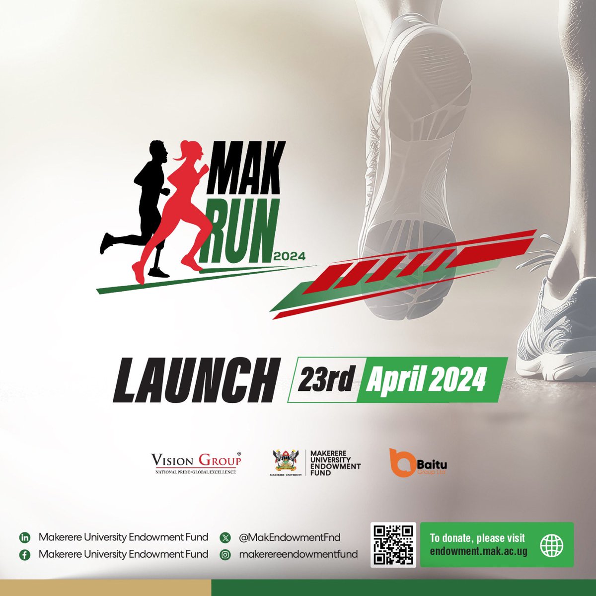 Today, we launch the 4th edition of the #MakRun2024 organized by the @MakEndowmentFnd. The Makerere Run which is scheduled for 18th August 2024, will be held under the theme, “ Run for students with disabilities.” To participate and donate, go to endowment.mak.ac.ug,…