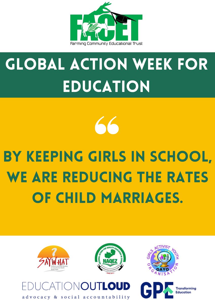 We are committed to ensuring that all girls in farming communities stay at school and live to realize their dreams.
#educationforall #globalactionweek #girls #FACET #TransformativeEducation