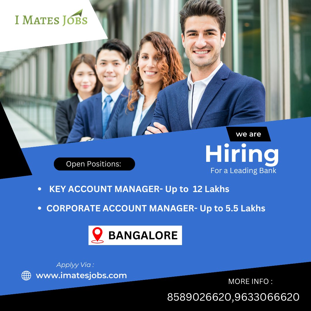 Urgent Requirement !!!

Key Account Manager - CTC up to: 12 Lakhs
Corporate Account Manager - CTC up to: 6 Lakhs
Apply Via : lnkd.in/gqCshnHQ

#banking #bankingjobs #Teamleading #PortfolioManagement #ClientRelationshipManagement #CorporateSalary #BusinessDevelopment