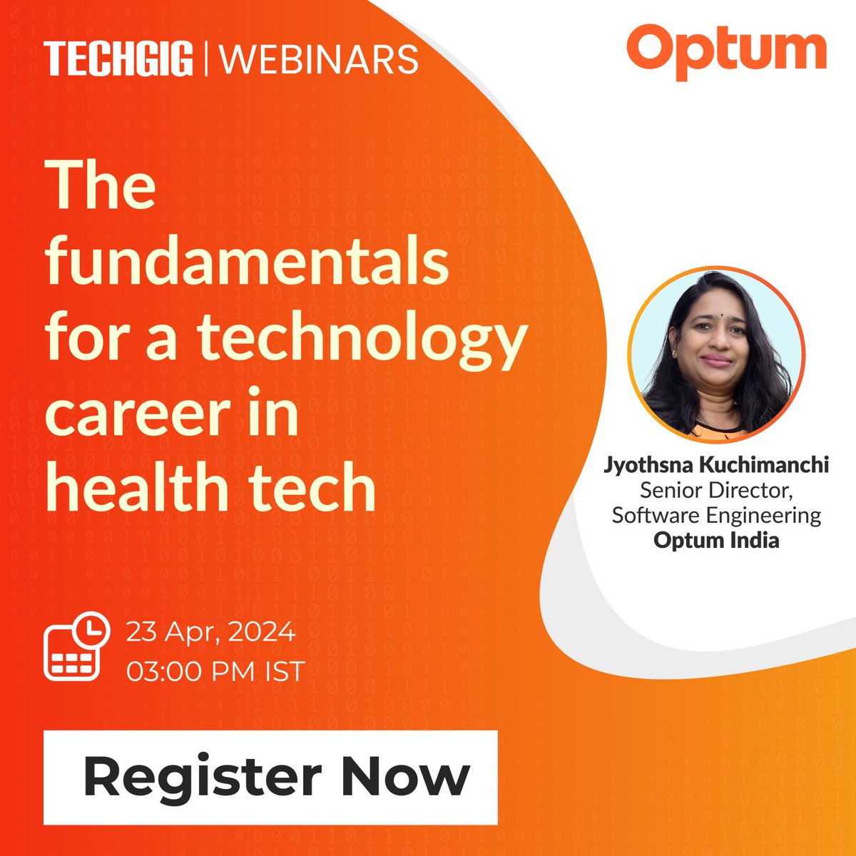 Join us for an exclusive session today with Jyothsna Kuchimanchi from @Optum, and discover the latest trends, witness the tech #HealthcareTransformation, & master the skills shaping a brighter tomorrow.

Don't miss out, register here: bit.ly/4cQzClO