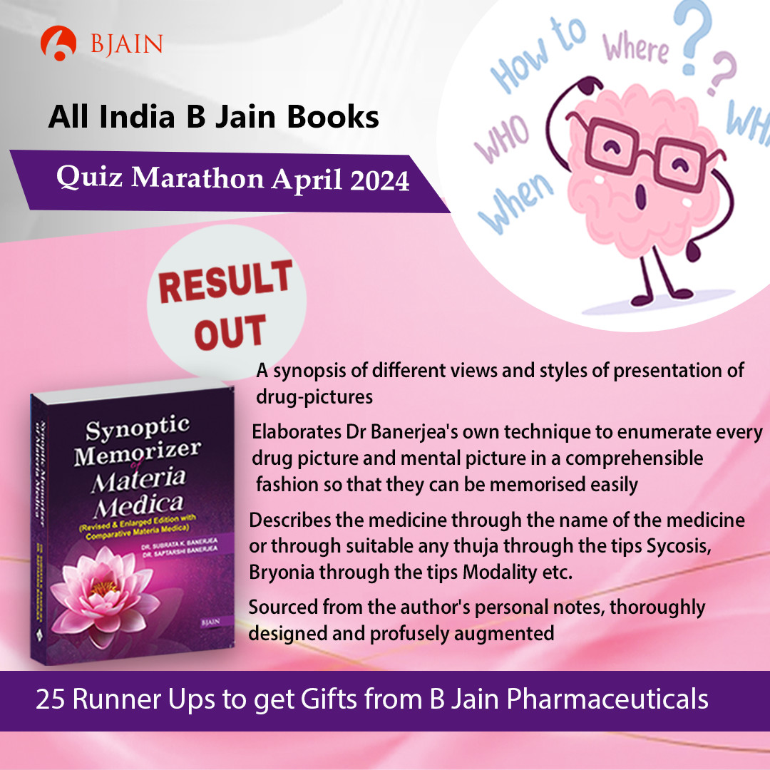 homeopathy360's tweet photo. Result is OUT – All India B Jain Quiz Marathon- April 2024!
Find Answer Key and wining candidate list: https://t.co/DUU2Gpgjdx
Searching tags: #quiz, #bjainquiz, #health, #homeopathy, #homeopaths, #bjain, #meteriamedica, #DrSubrataKBanerjea, #SubrataBanerjea, #SaptarshiBanerjea https://t.co/2afyRU1EQ0