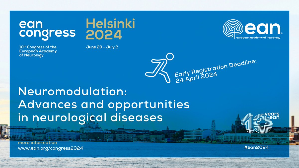 🧠 Join the 10th Congress of the European Academy of Neurology (@EANeurology) in Helsinki on June 29! ⏰ Early bird registration ends on 24 April Experience one of Europe's largest neurology conferences - register now! 👉 More info: ow.ly/4TaQ50QSARr #EANeurology