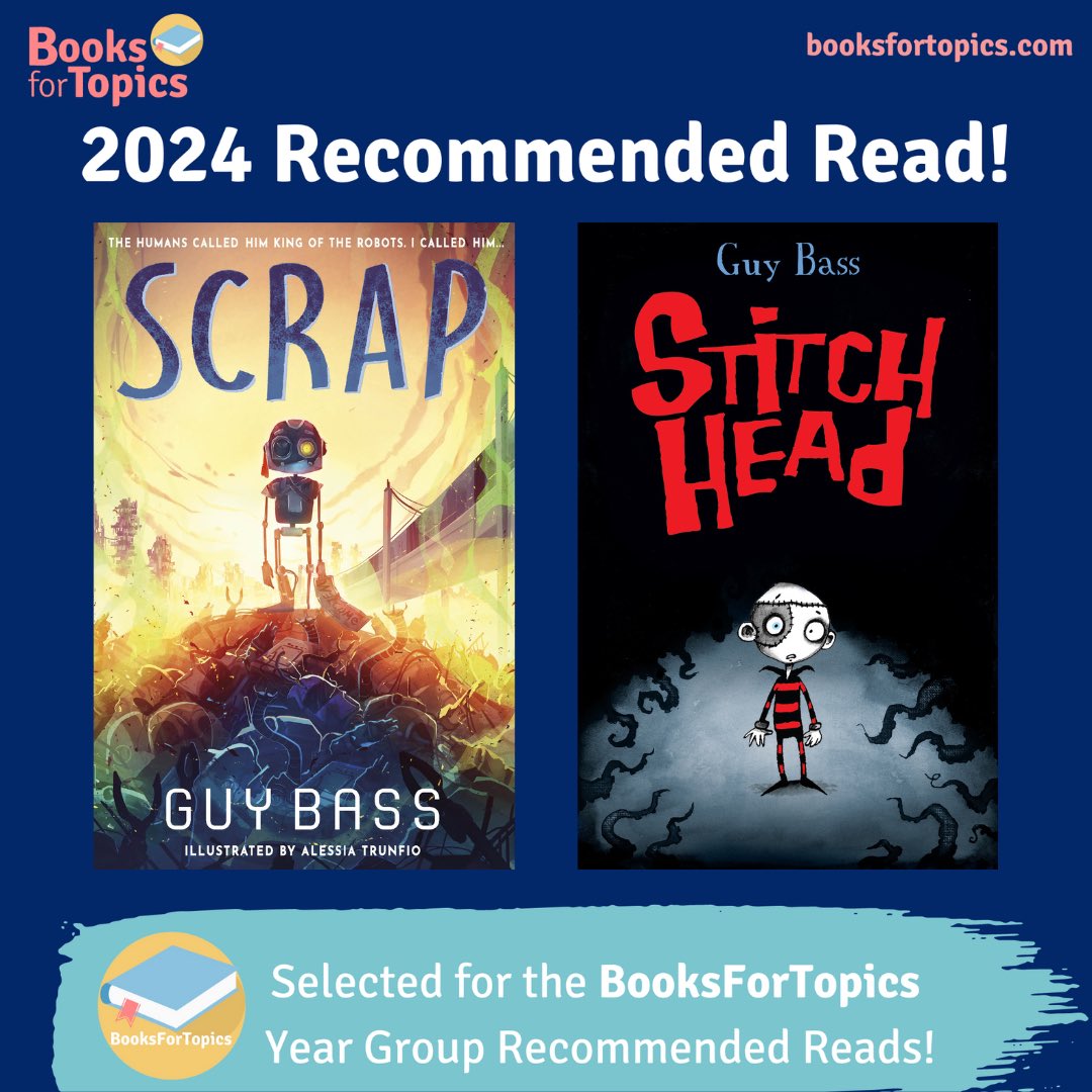 Doubly delighted that both Stitch Head and SCRAP have been selected as recommended reads in the @booksfortopics 2024 year group lists! #StitchHead #Year4 #SCRAP #Year5 #booksfortopics #readingforpleasure @LittleTigerUK