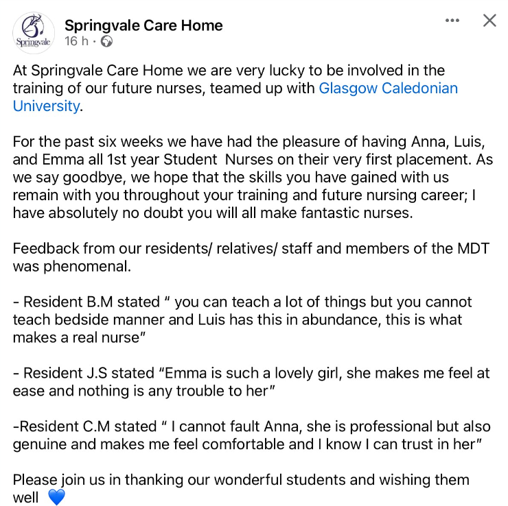 NHSGGC PEF TEAM (@nhsggcpefs) on Twitter photo Fantastic to see one of our care home PLEs celebrating their students - well done the 3 of you! (Photo taken at the end of shift) <a href="/GCUSHLS/">Glasgow Caledonian University SHLS</a> <a href="/NHS_Education/">NHS Education for Scotland (NES)</a> <a href="/NESnmahp/">NESnmahp</a> <a href="/NHSGGC/">NHS Greater Glasgow and Clyde</a> Fantastic to see one of our care home PLEs celebrating their students - well done the 3 of you! (Photo taken at the end of shift) <a href="/GCUSHLS/">Glasgow Caledonian University SHLS</a> <a href="/NHS_Education/">NHS Education for Scotland (NES)</a> <a href="/NESnmahp/">NESnmahp</a> <a href="/NHSGGC/">NHS Greater Glasgow and Clyde</a>