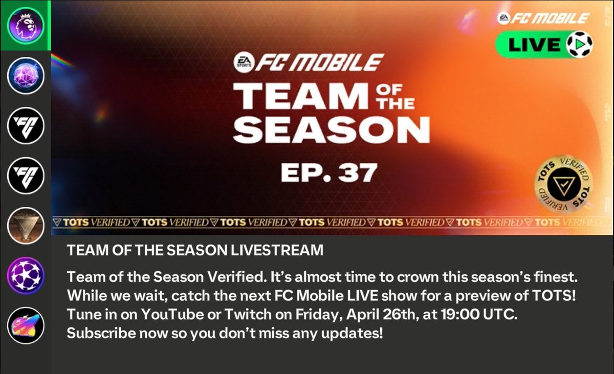 #fc24 #fcmobile #EAFC24 #TOTS 💥Don't forget to tune into the livestream on FRIDAY 26th April at 19:00 UTC..... Will you be tuning in? Which players would you like to gain from TOTS? @tutiofifa @minusfcmobile @Jacobek08 @Wolfman__HD @rkreddyEAFC @EL_PROFE_FIFA @FcBrownYT